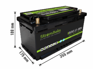 StrømBoks BOKS 12-180H - die LiFePO Batterie mit Bluetooth, Heizung und smartem BMS für Untersitzmontage.